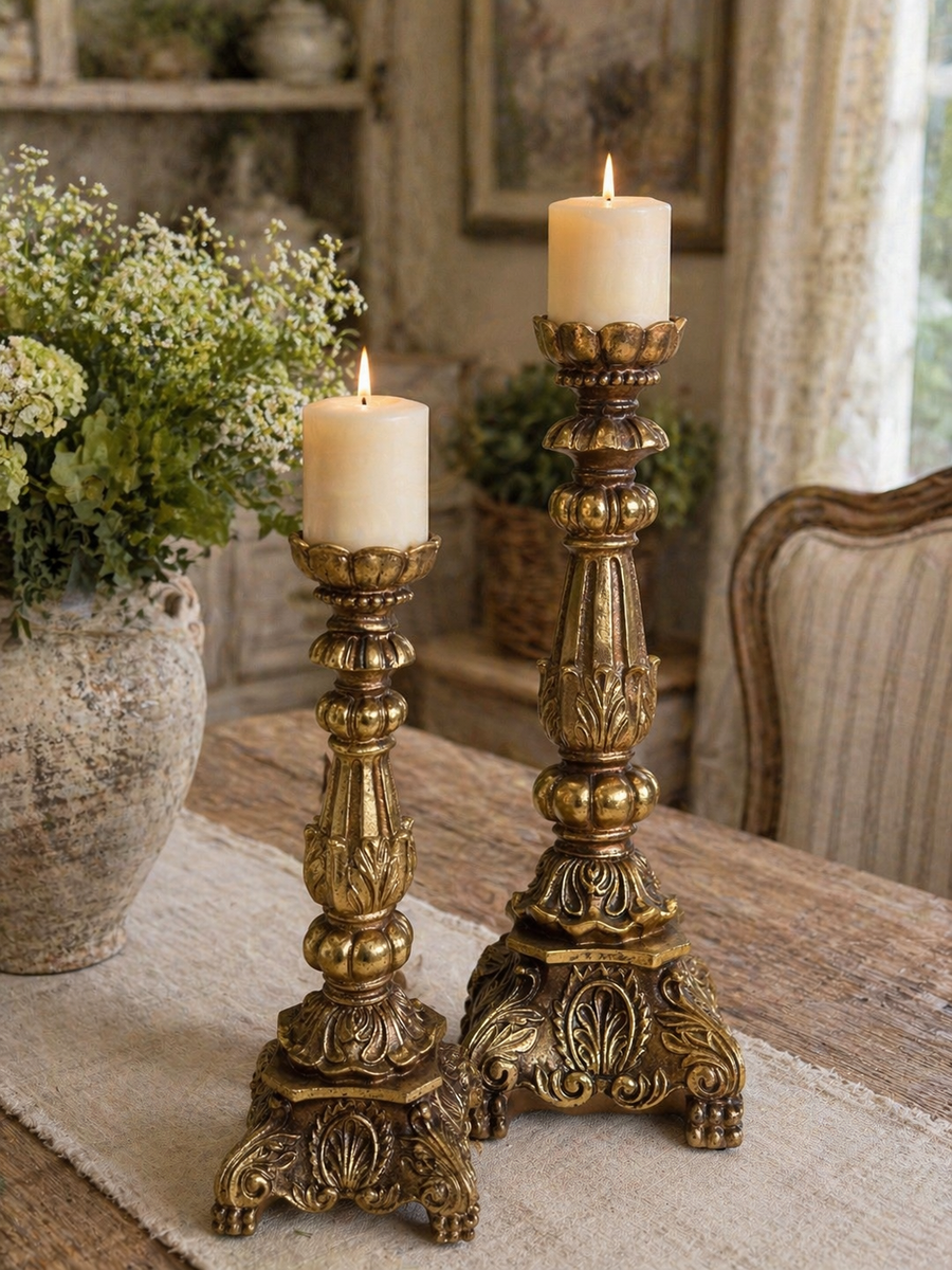 Gold coloured Candle holder 2 Sizes Available