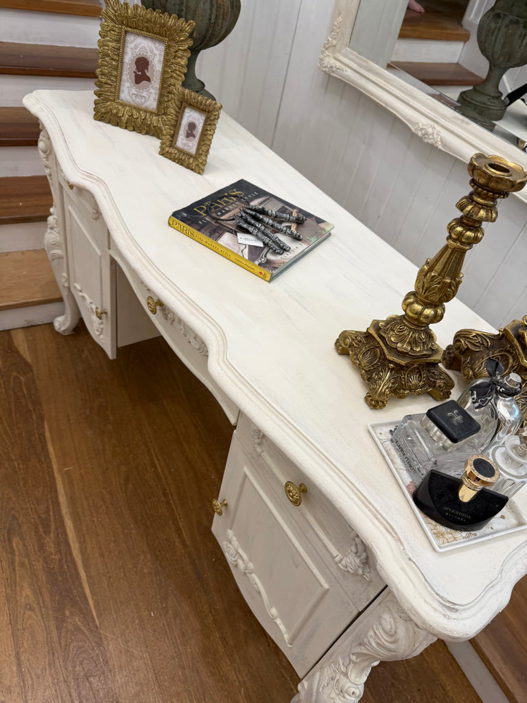French Provincial Style Console Table/ Dressing Table and Mirror