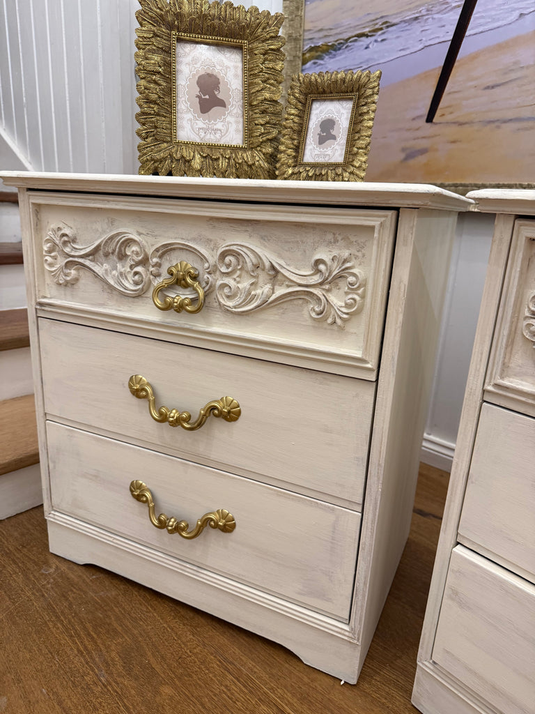 2 x Vintage French Provincial Style Bedside Tables