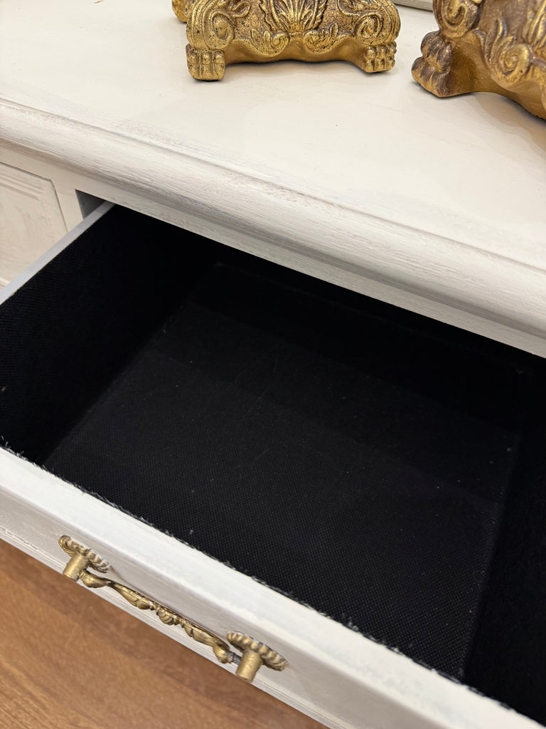 Small French Provincial Style Hall Table With Drawers and Mirror