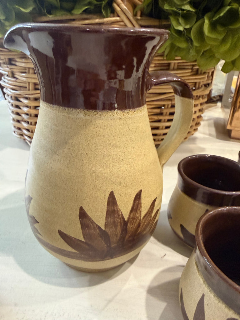 Vintage Pottery Set with Jug and 6 tumblers