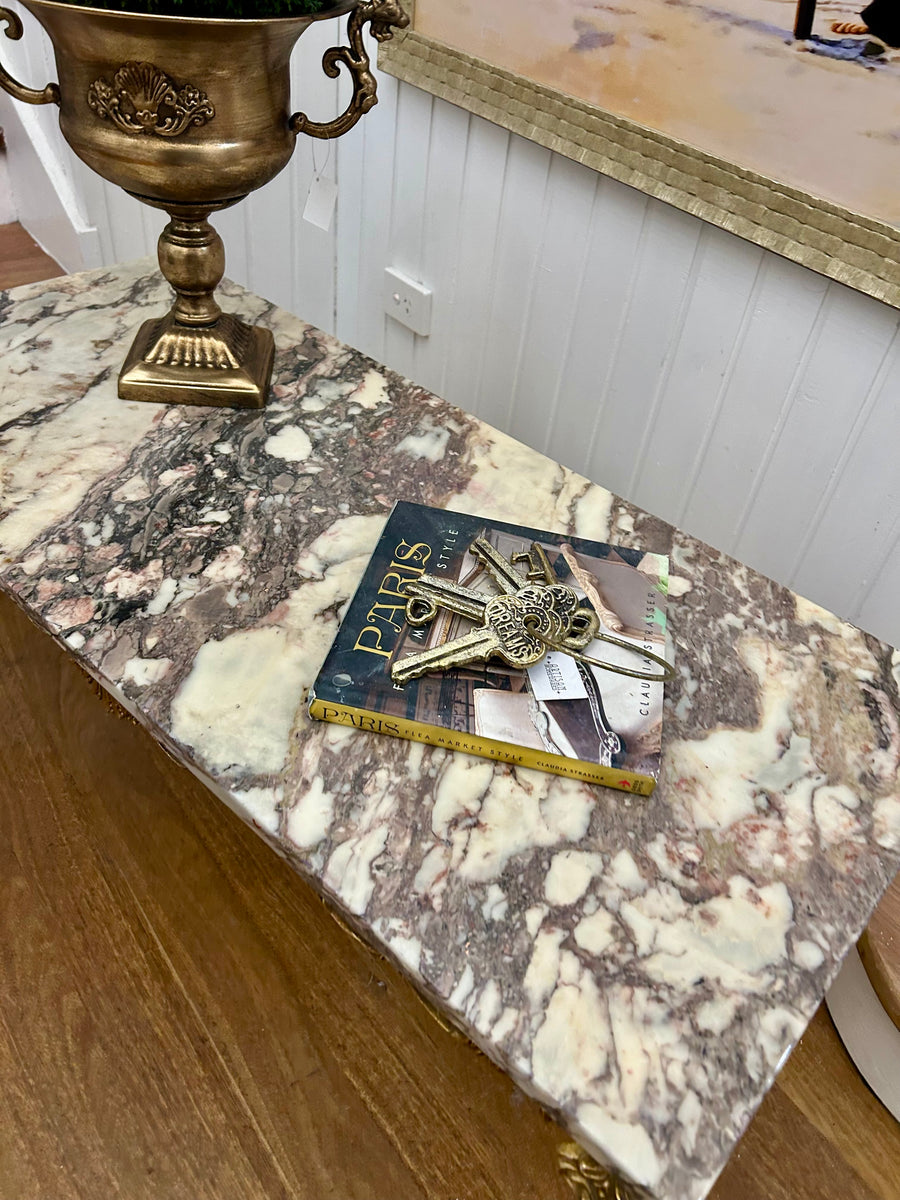Vintage Brass and Marble Coffee Table