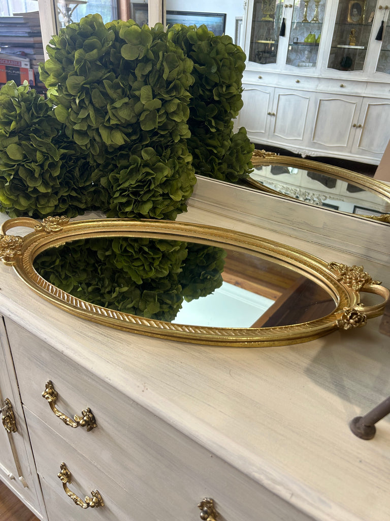 Gold Oval Mirrored Tray