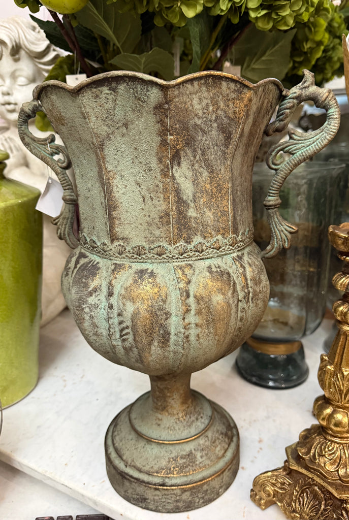 Antique Looking Metal Vase/ Urn