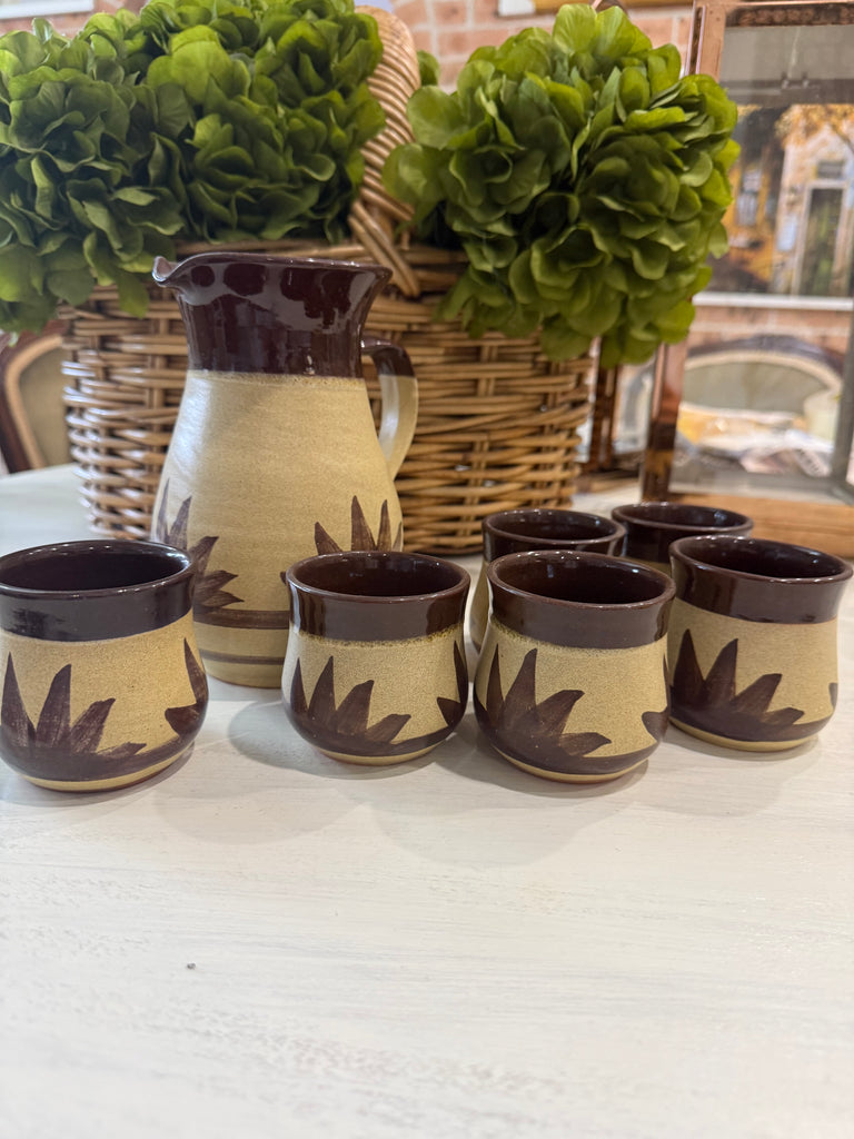 Vintage Pottery Set with Jug and 6 tumblers