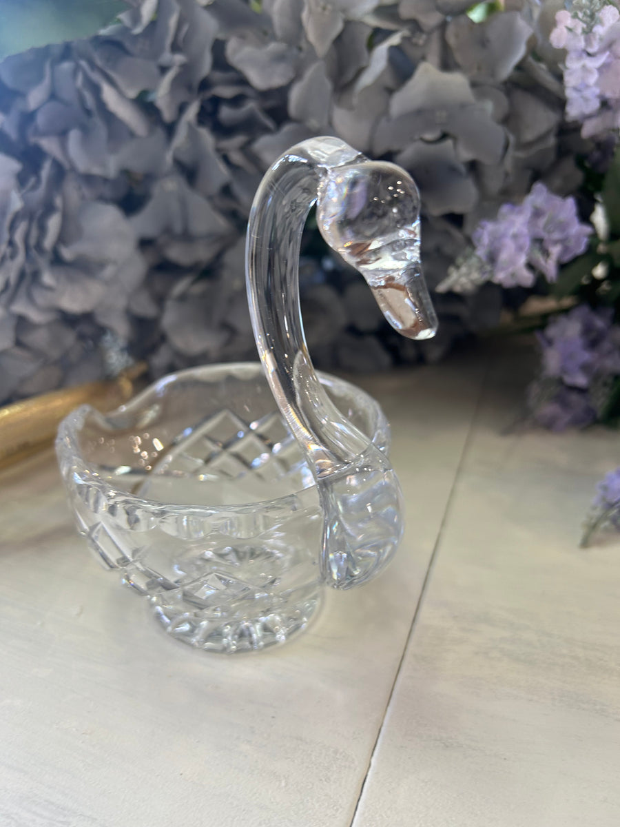 Small vintage glass Swan gravy boat