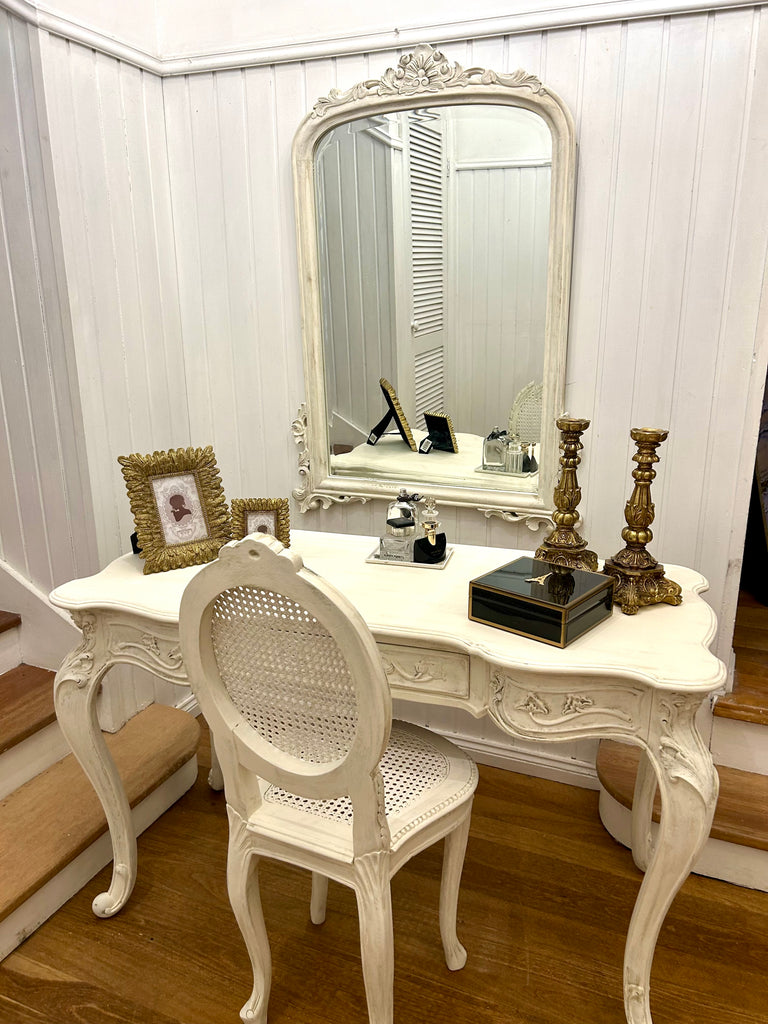French Provincial Style Dressing Table with Mirror and Chair