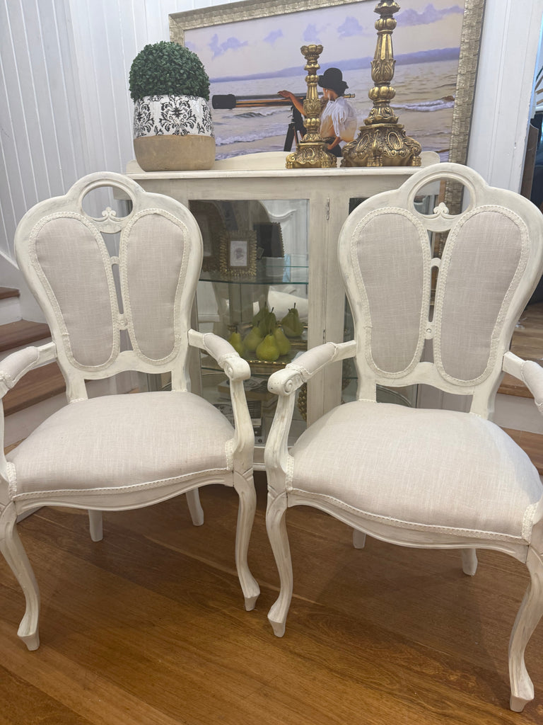 2 x Vintage Queen Anne armchairs