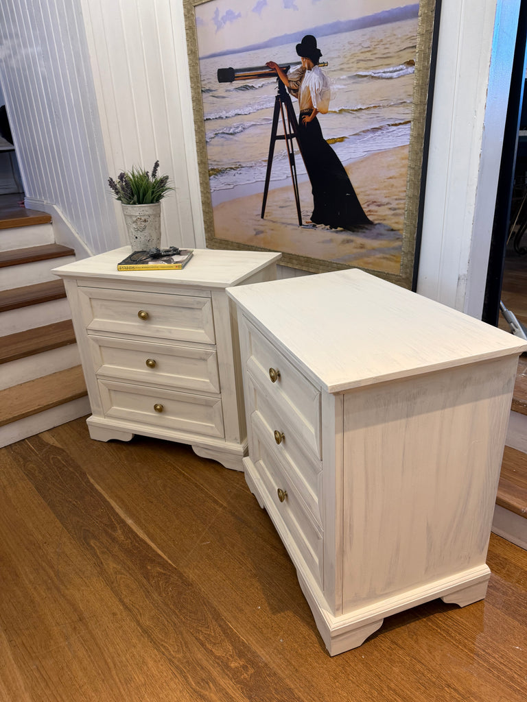 2 x Rustic Provincial Bedside Tables
