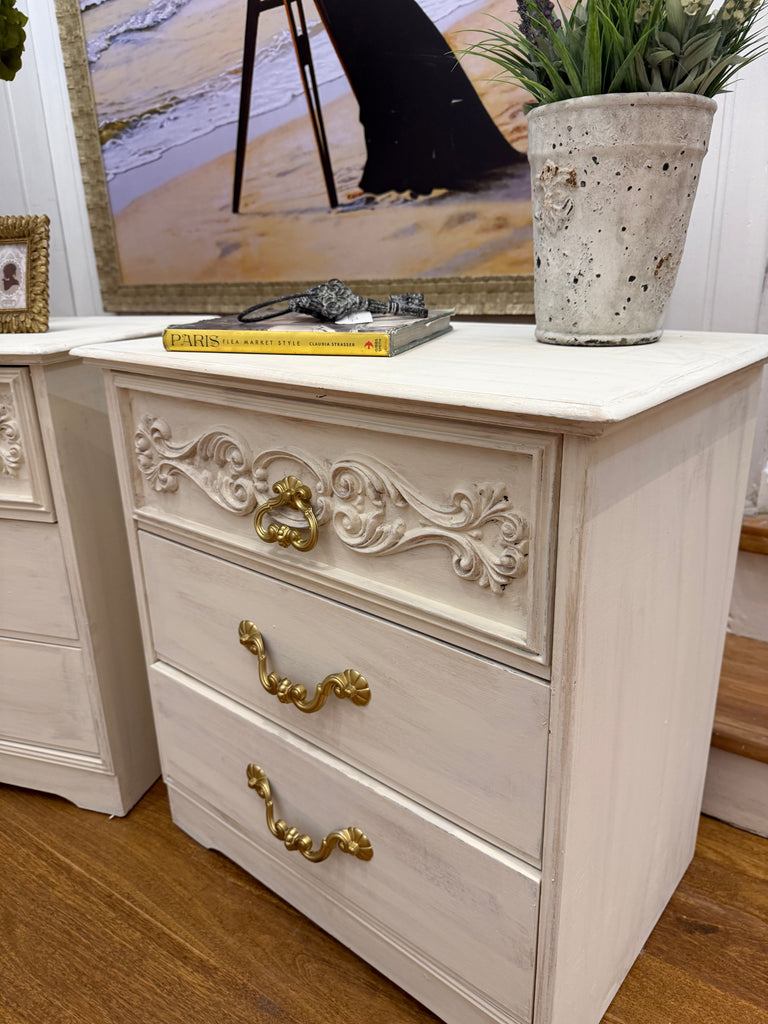 2 x Vintage French Provincial Style Bedside Tables