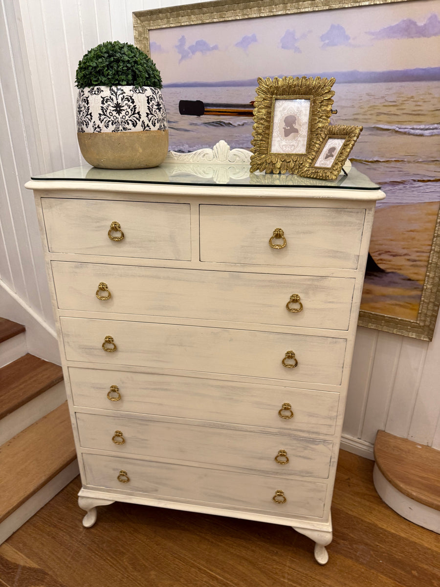 Vintage Queen Anne French Provincial Style Tallboy