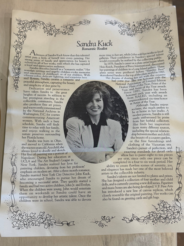 Sandra Kuck “Sisters” & “Little One” Limited Edition Collector Plates – Reco 1993 – COA Included