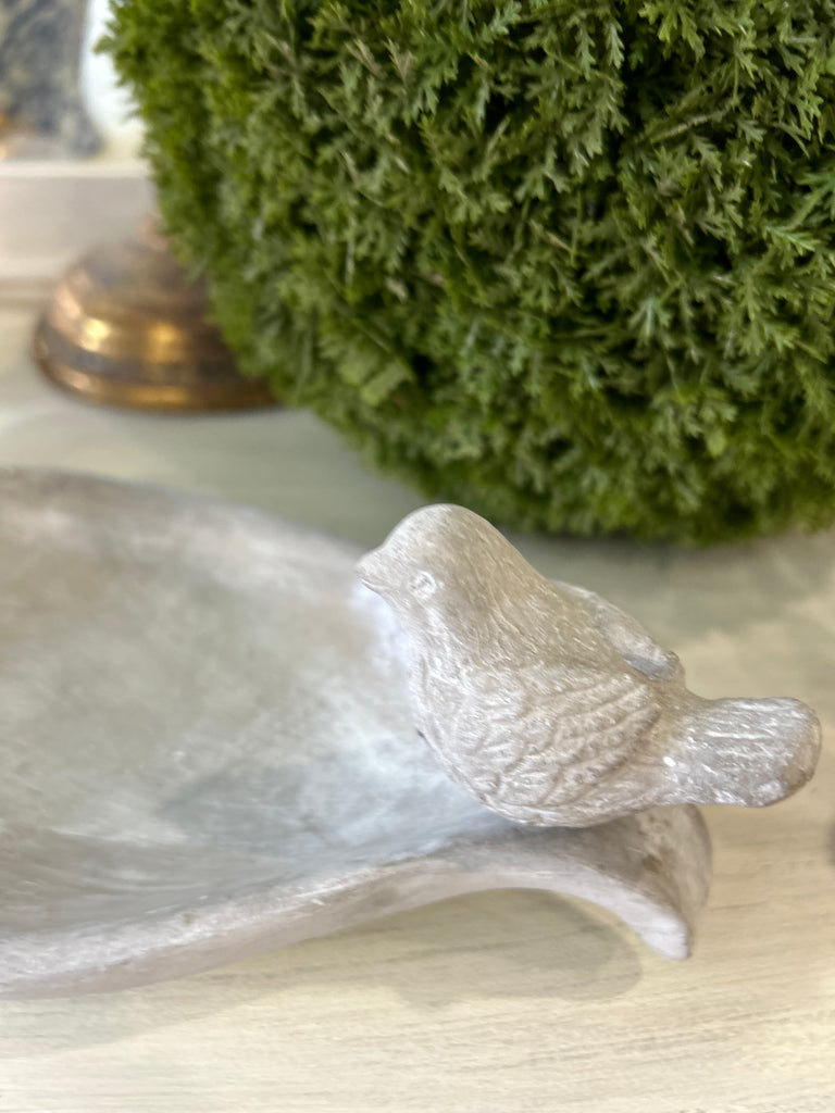 Small rustic cement look bird tray