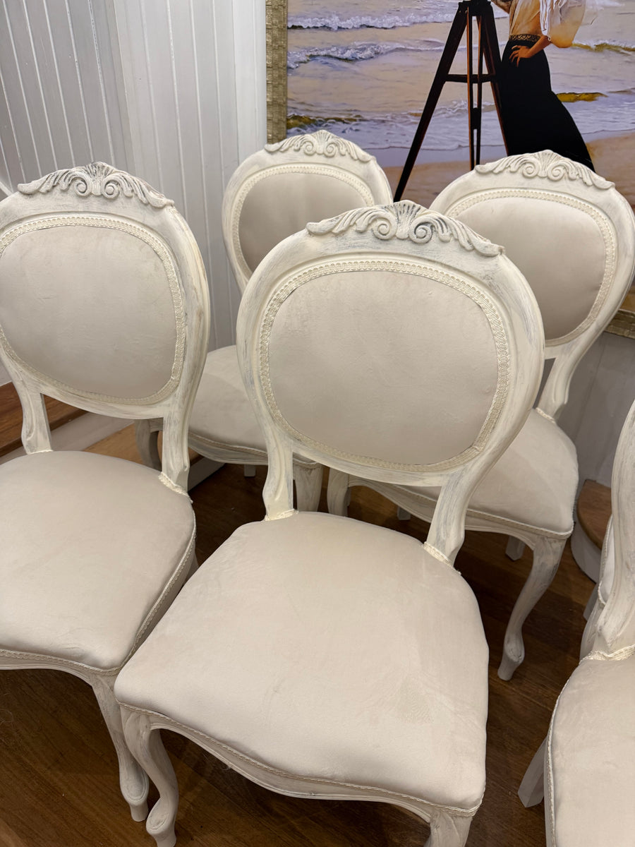 6 x Vintage Queen Anne French Provincial Style Dining Chairs