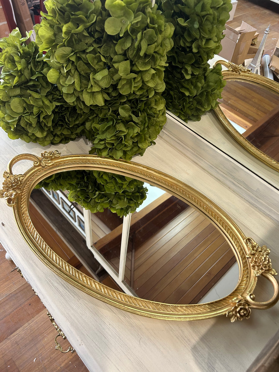 Gold Oval Mirrored Tray