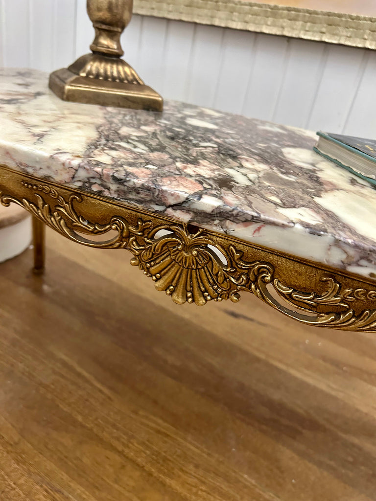 Vintage Brass and Marble Coffee Table