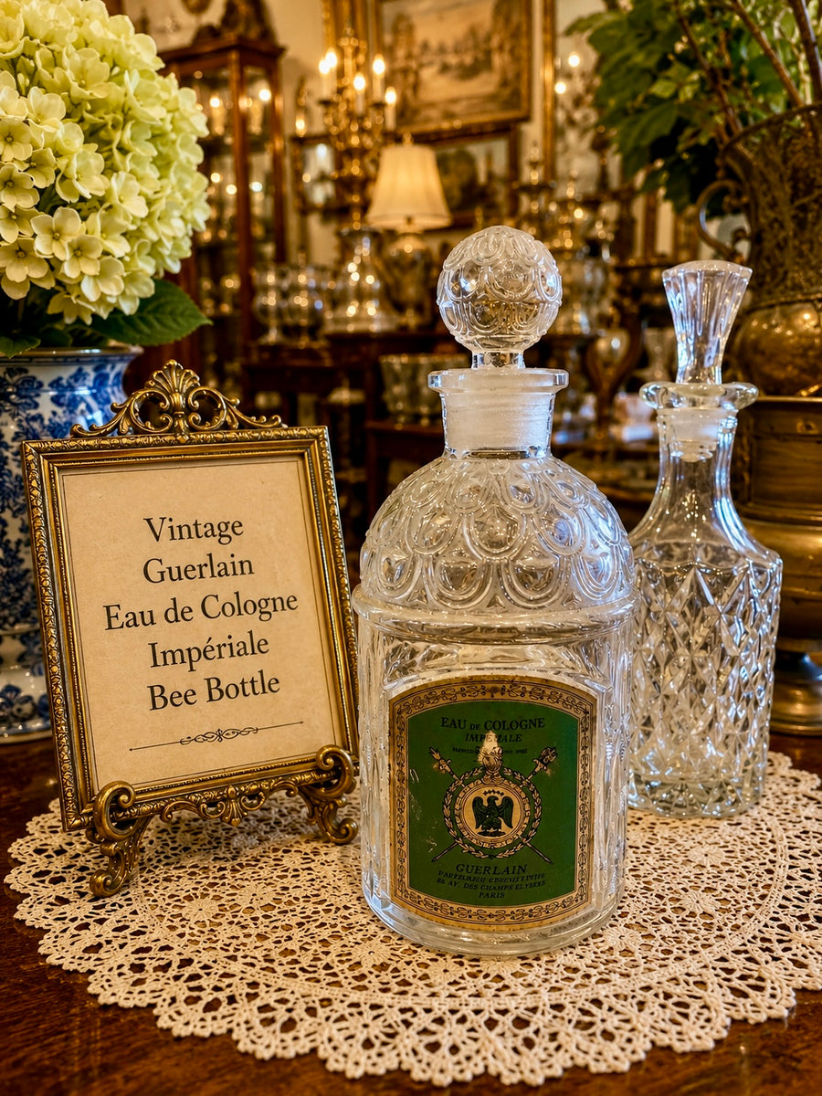 Vintage Guerlain Eau de Cologne Impériale Bee Bottle – Empty Glass Perfume Bottle – Made in France