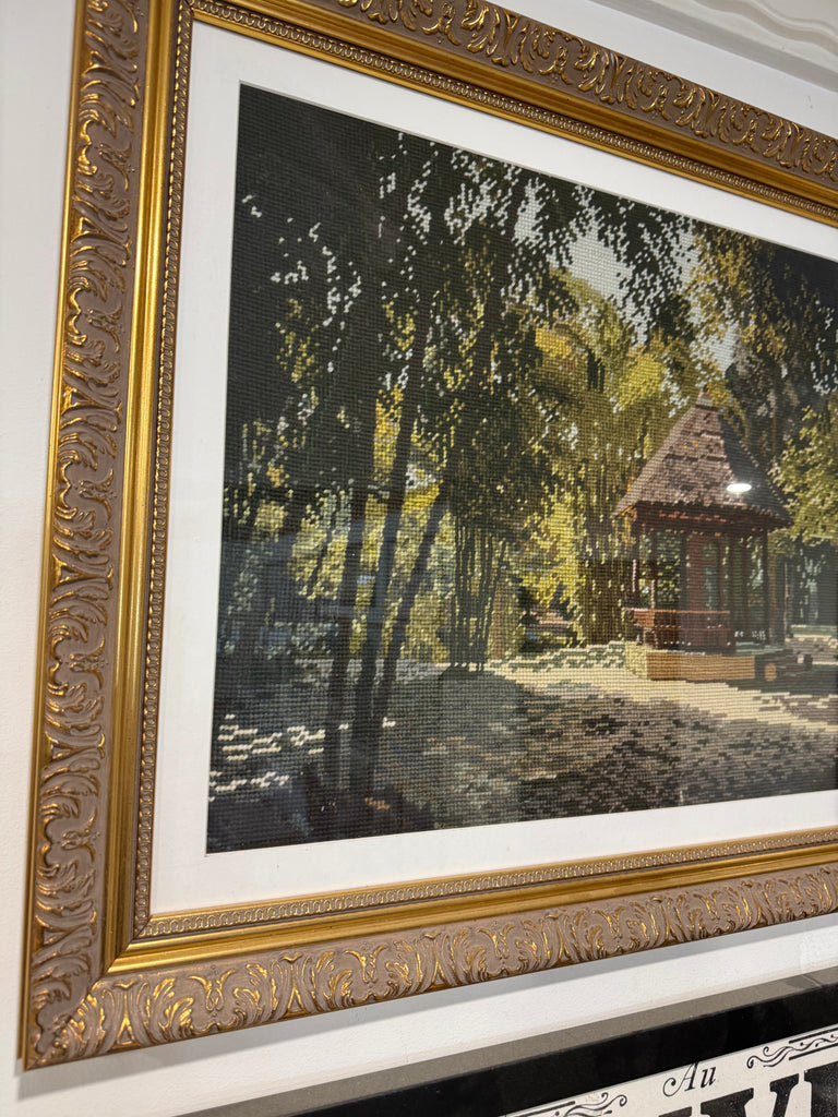 Vintage Framed Tapestry Park Gazebo