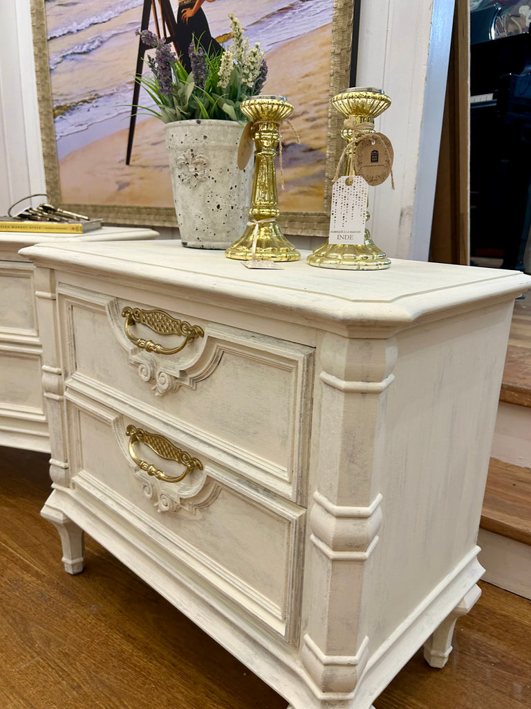2 x Vintage Berryman French Provincial Style Bedside Tables