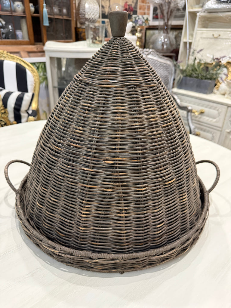Large Rattan Tray & Cloche