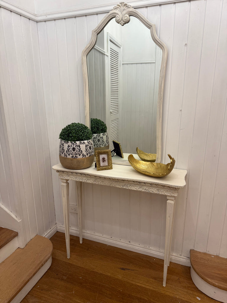 Vintage French Provincial Style Hall Table and Mirror
