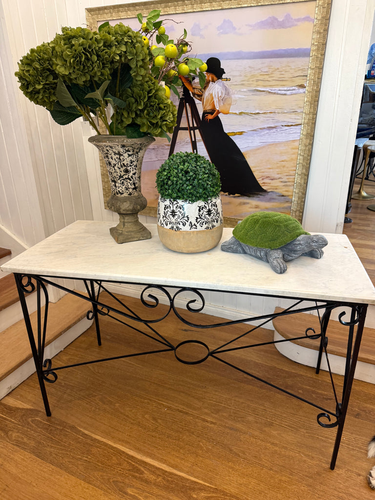 Vintage Cast Iron and Marble Table