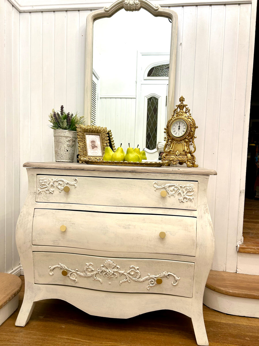 Bombe Style Drawers and Mirror