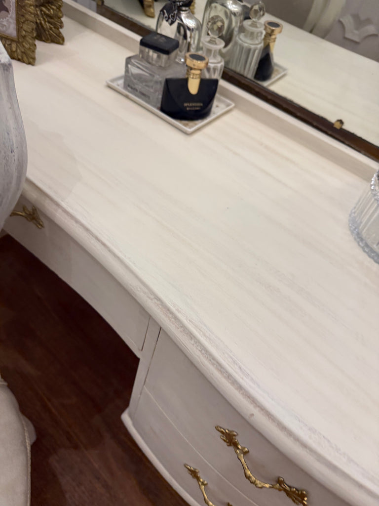 Vintage Queen Anne French Provincial Style Dressing Table and Chair