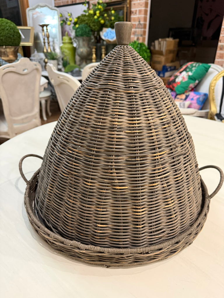 Large Rattan Tray & Cloche