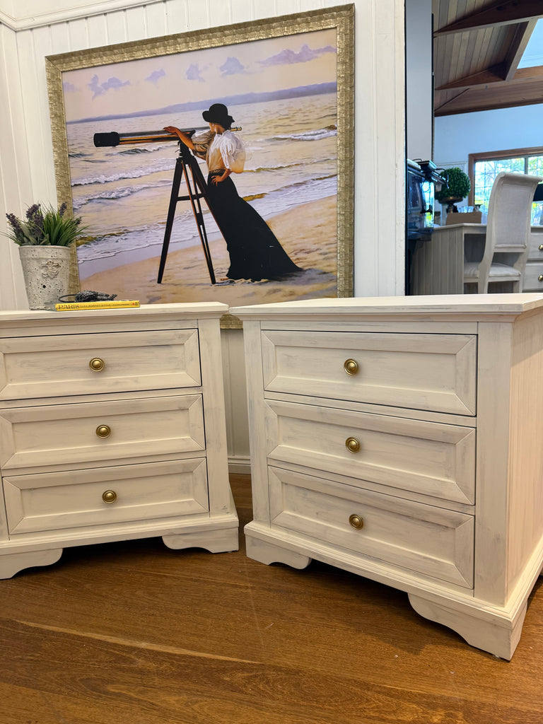 2 x Rustic Provincial Bedside Tables