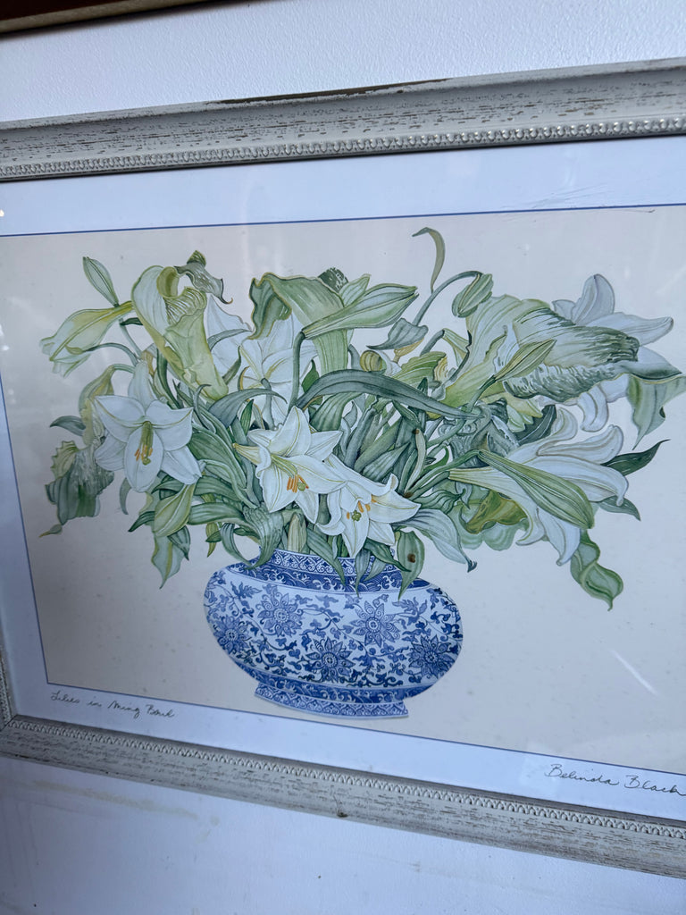Framed Lilies in Ming Bowl Print