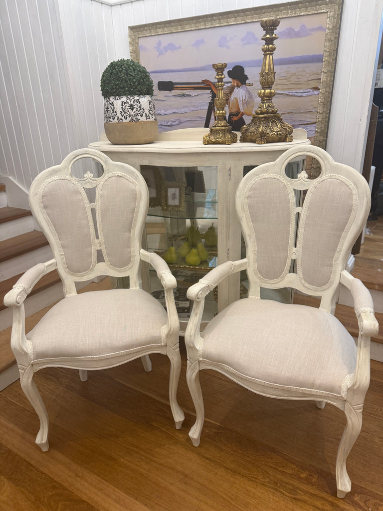 2 x Vintage Queen Anne armchairs