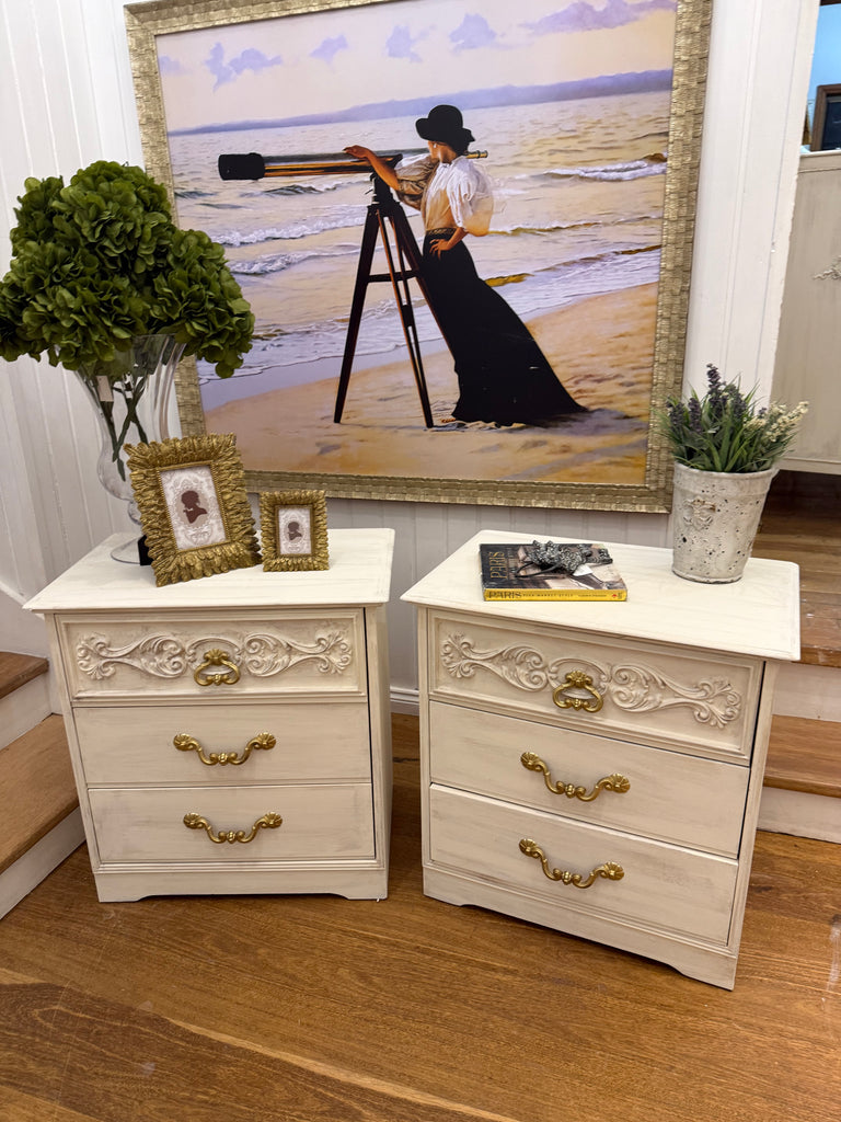 2 x Vintage French Provincial Style Bedside Tables