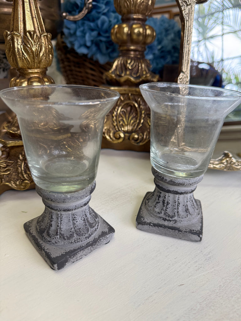 Pair of Rustic Tea Light Candle Holders