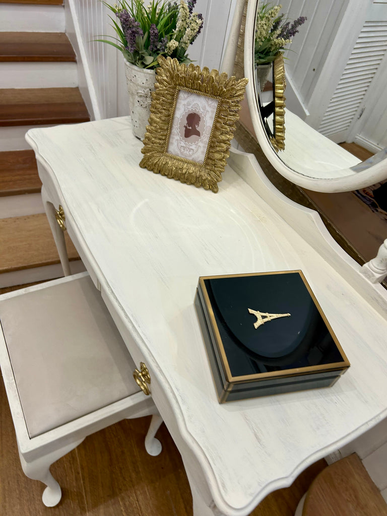 Small Vintage Dressing Table and Stool