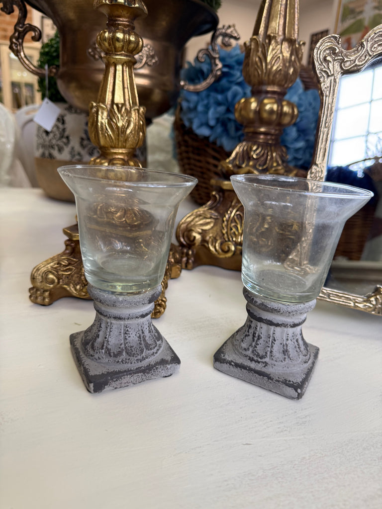Pair of Rustic Tea Light Candle Holders