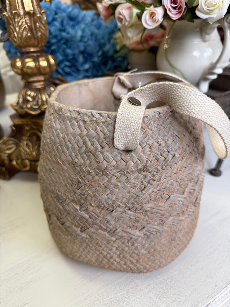 Weaved Basket Look Ceramic Pot