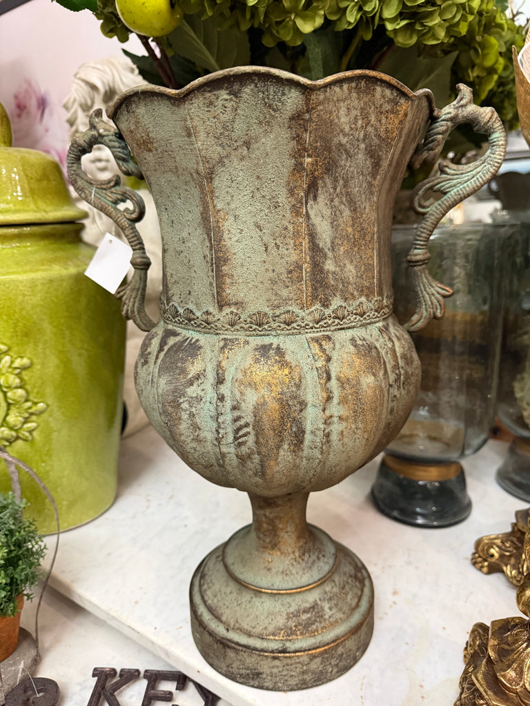 Antique Looking Metal Vase/ Urn