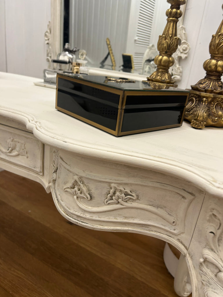 French Provincial Style Dressing Table with Mirror and Chair