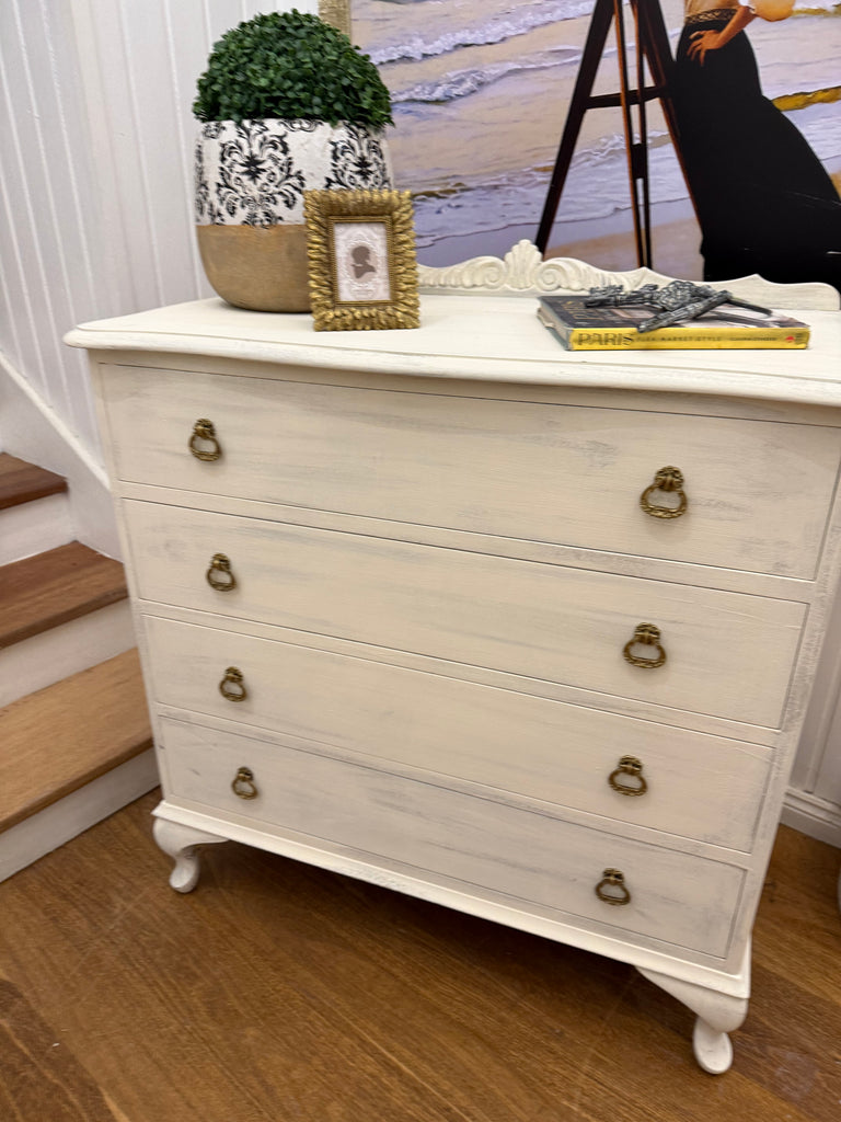 Small Vintage Queen Anne French Provincial Style Tallboy
