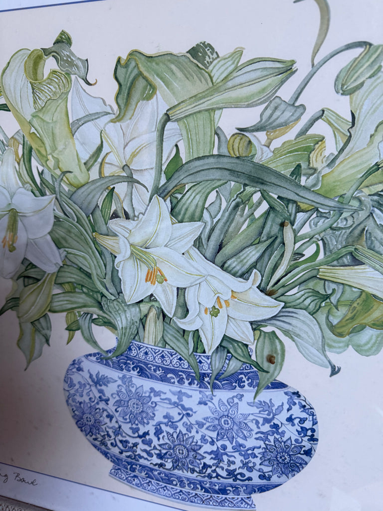 Framed Lilies in Ming Bowl Print