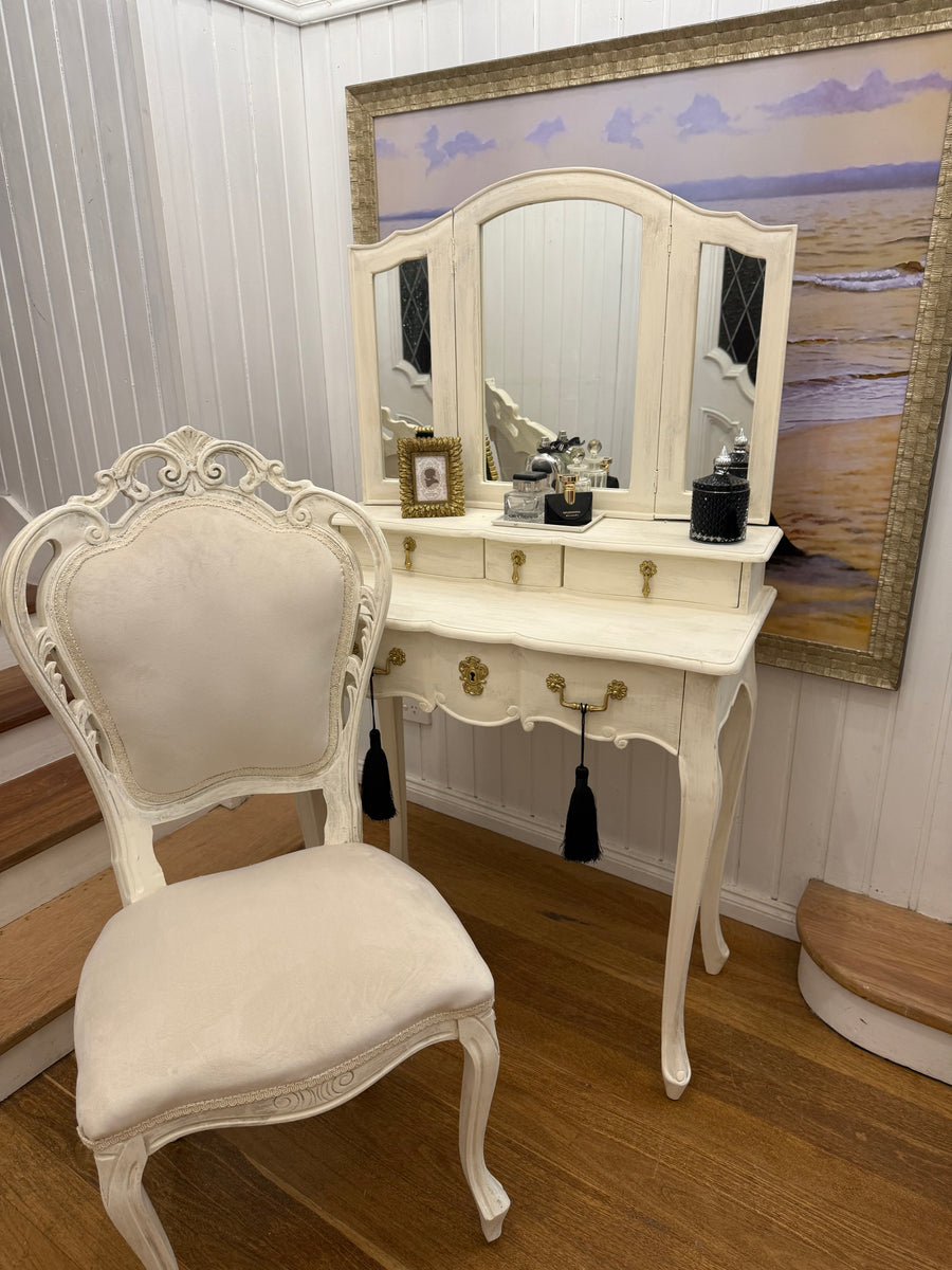 Small French Provincial Style Dressing Table and Chair