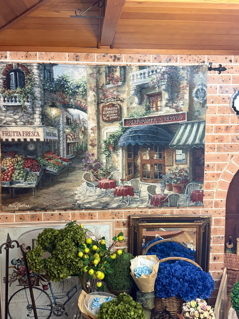Very Large Street Scene Tapestry on a Metal Hanger