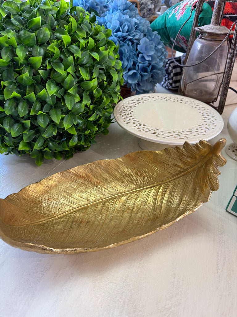 Gold Coloured Feather Tray