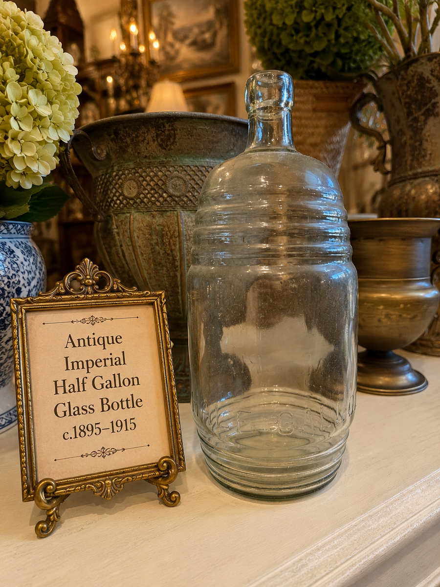 Antique Imperial Half Gallon Glass Bottle c.1895–1915 – Embossed Utility Bottle