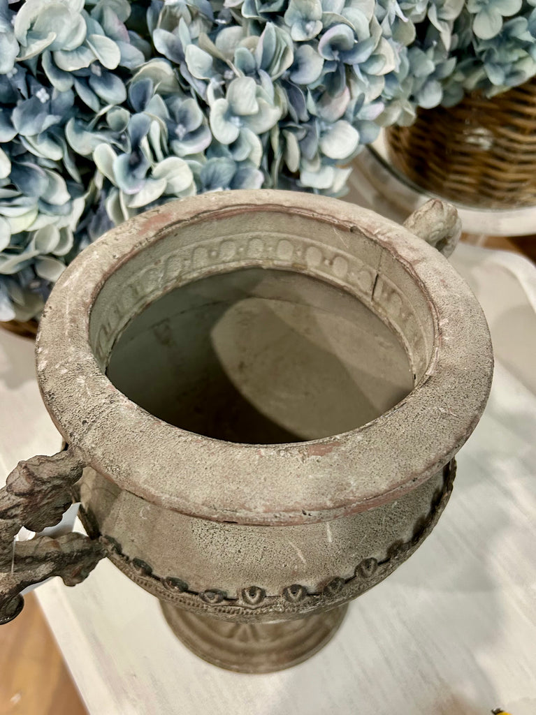 Rustic look metal urn
