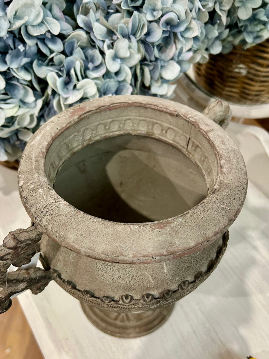 Rustic look metal urn