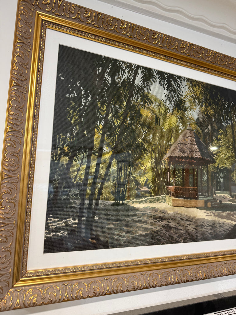 Vintage Framed Tapestry Park Gazebo