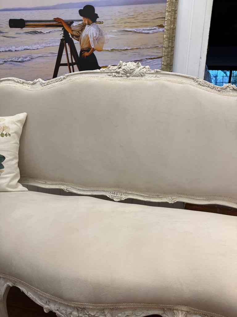 Vintage Reupholstered French Provincial Style 3 Seater Sofa