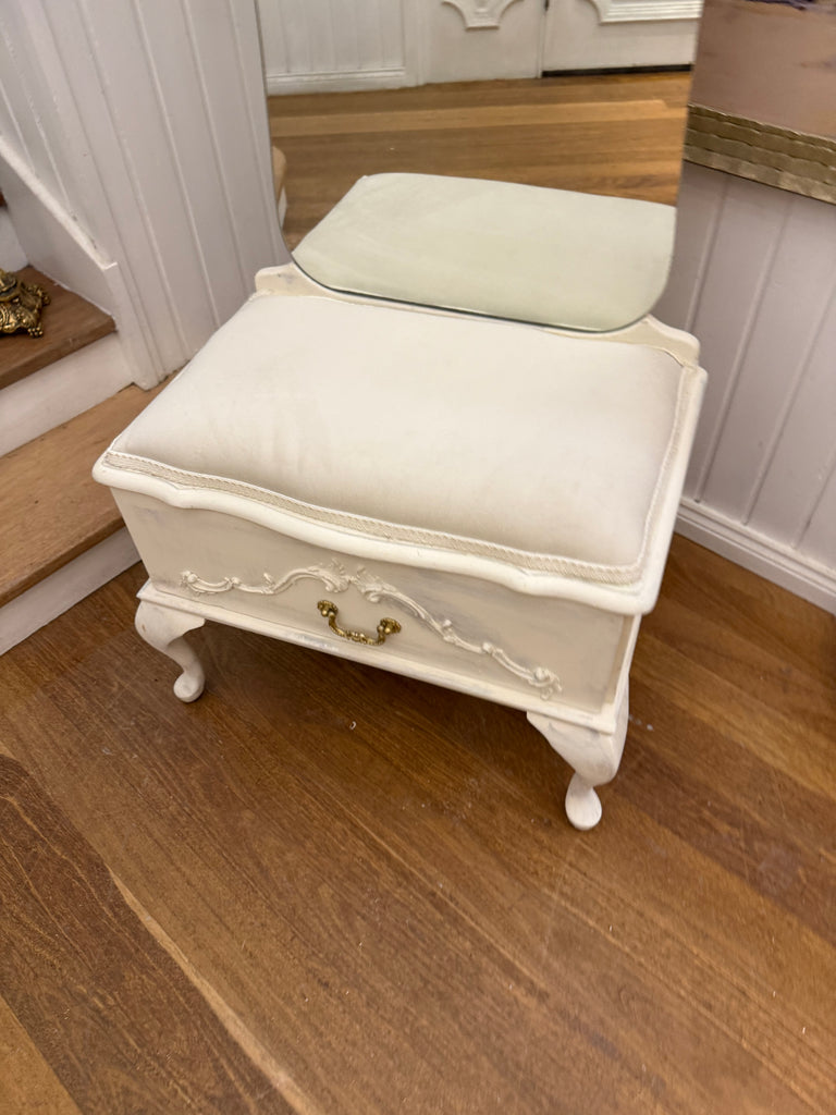 Small Vintage French Provincial Style Bench Seat and Mirror